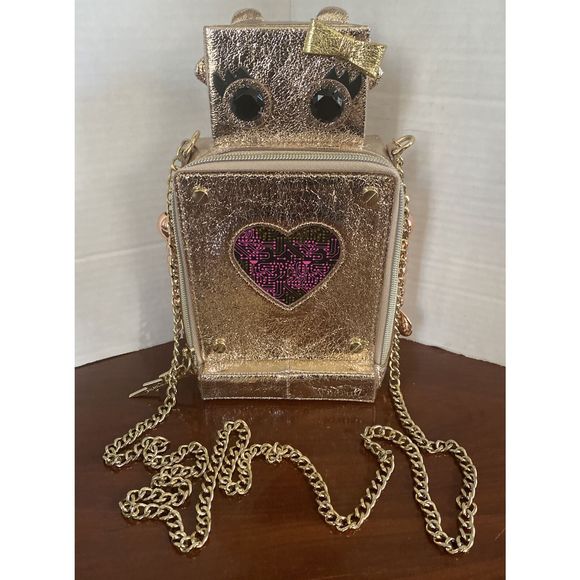 Betsey Johnson Bags Betsey Johnson Kitschy Metallic Gold Robot Love
